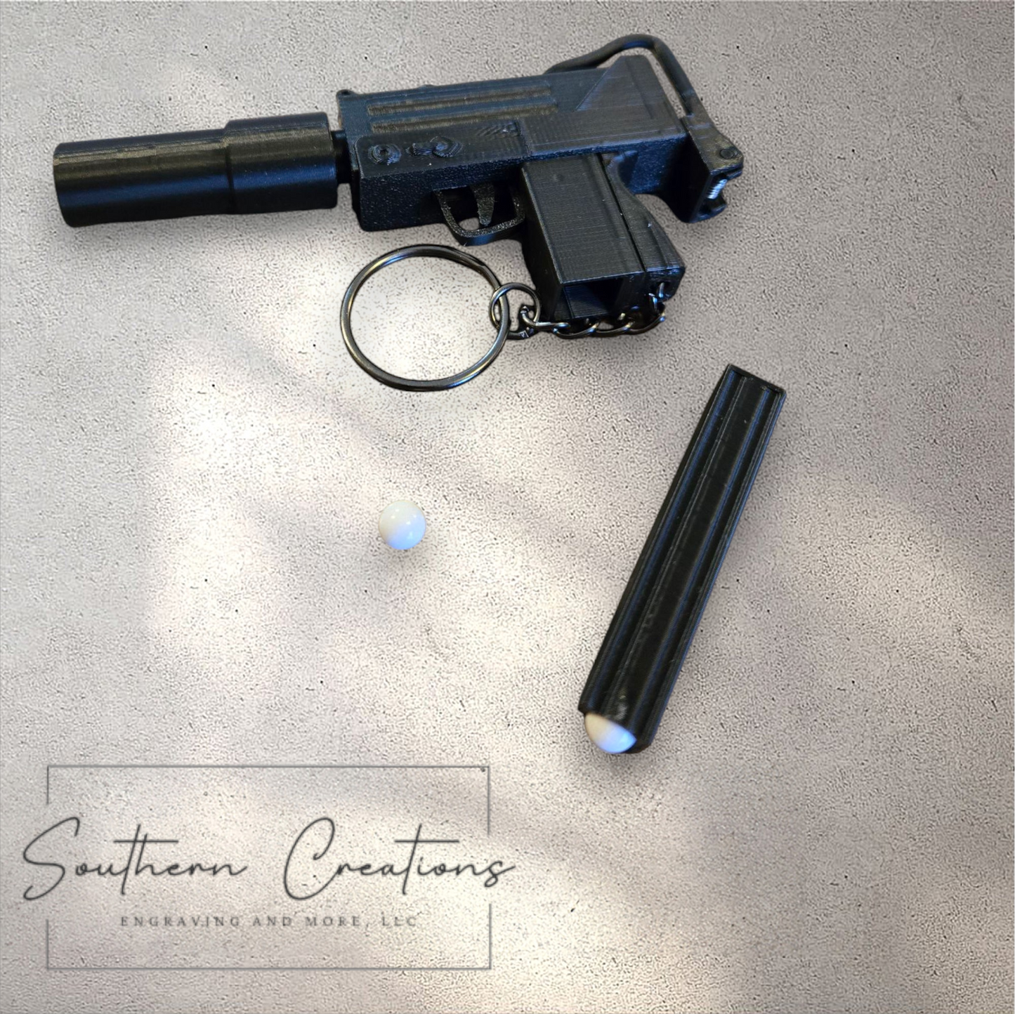 Mac-10 Keychain-Functional BB Blaster and Fidget Toy