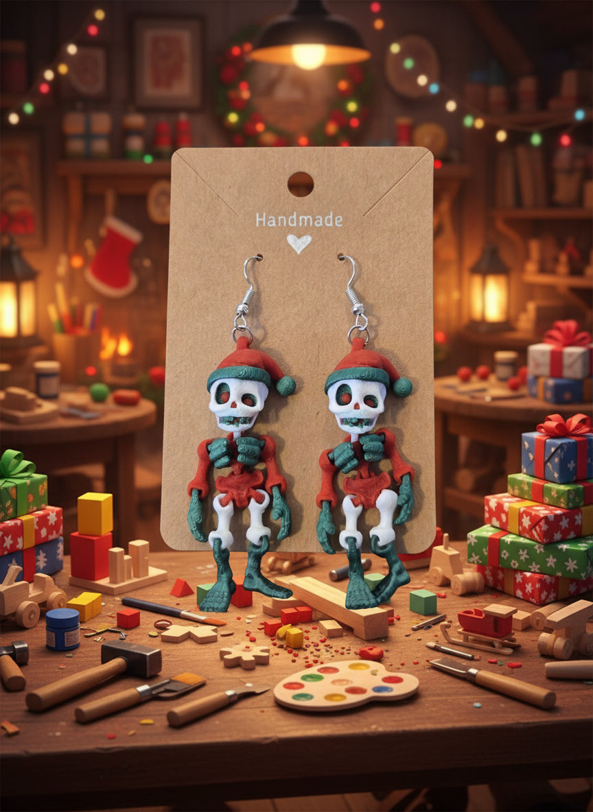 Santa Skeleton Earrings